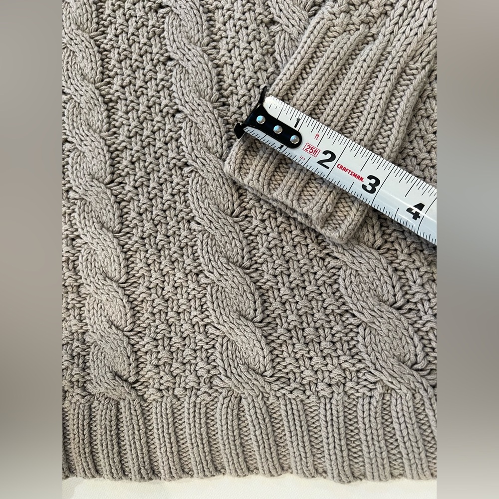 LC Lauren Conrad Lace Cotton Women's Taupe Cable Knit Sweater - Picture 11 of 14